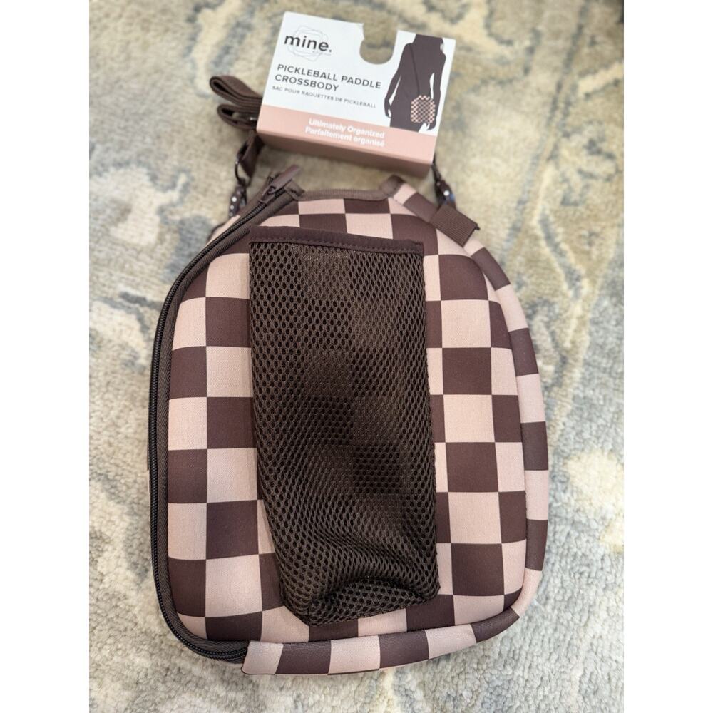 MINE PICKLEBALL PADDLE CROSSBODY Carrier Brown Checkerboard NWT